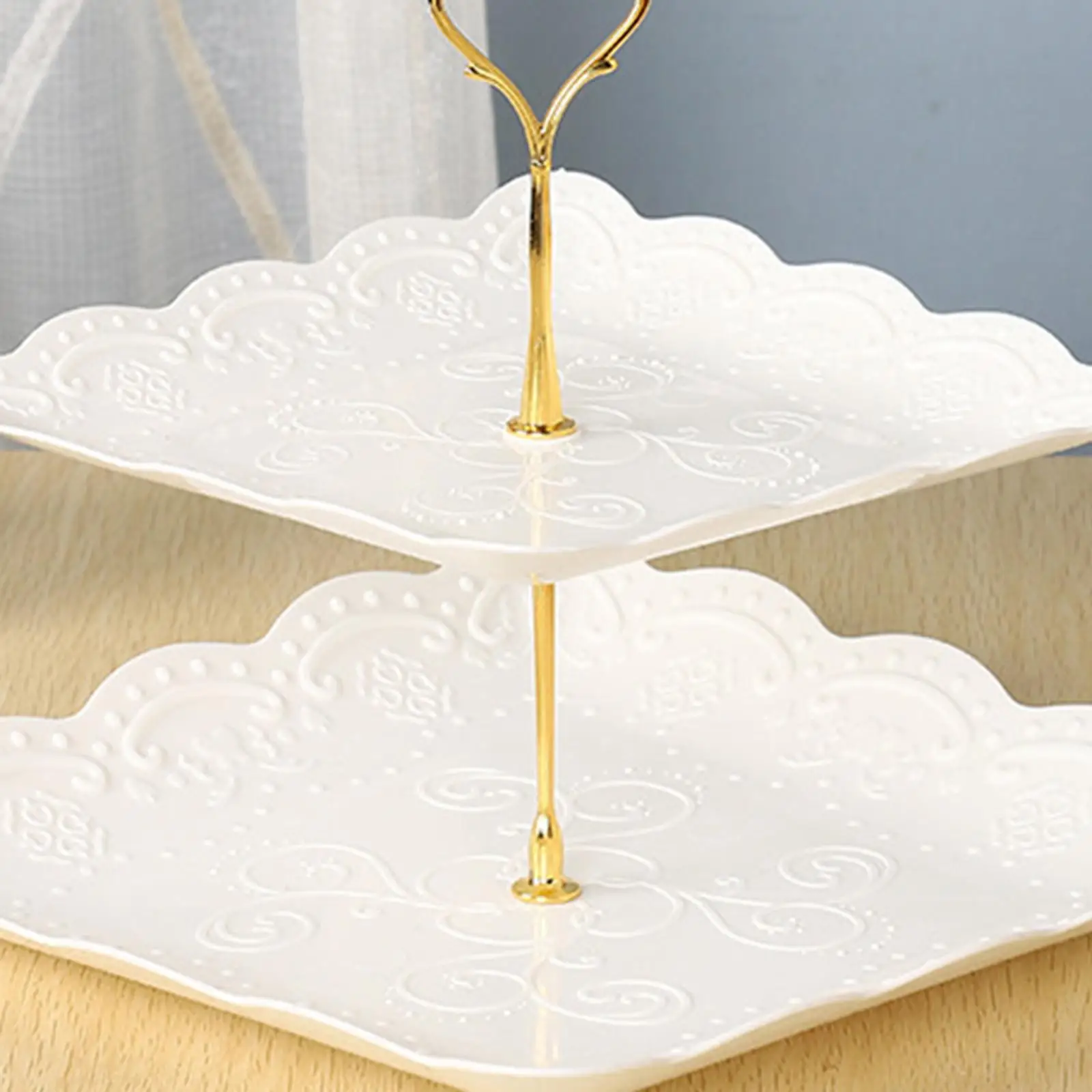 2 Tier Cake Plate Cupcake Stand Dessert Cake Holder Serving Cake Celebration Wedding Party