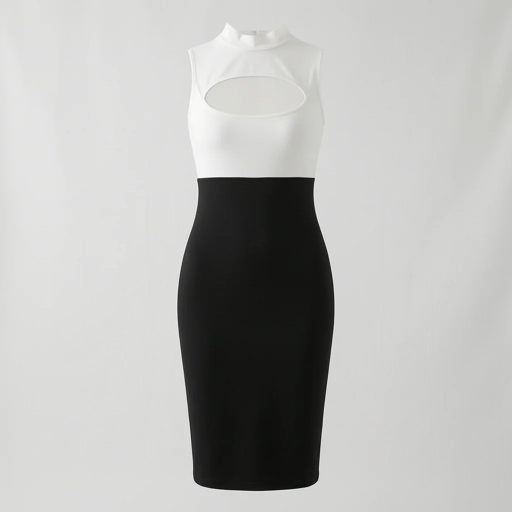 Vestido ajustado de cosplay de secretaria con cuello simulado y aberturas, disfraz de uniforme ajustado para mujer, ideal para fiestas, Halloween y juegos de rol.