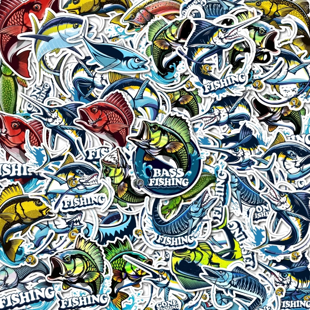 48 sztuk samoprzylepnych naklejek wędkarskich z ryb morskich może być używanych do notatników, przyjęć, blatów ściennych i innych dekoracji,