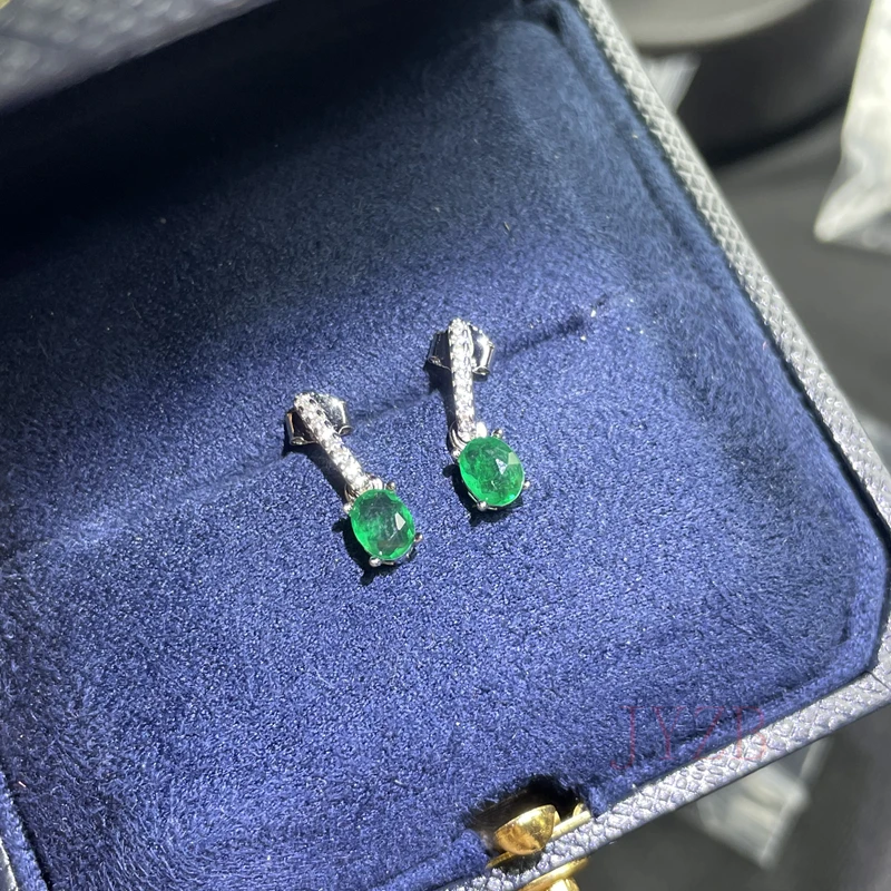 100% Natural 4*5 mm Emerald Jewelry 925 silver earrings for Goddess of fine jewelry