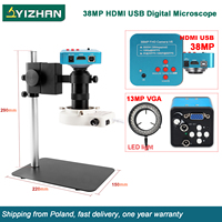 Yizhan 38MP 13MP Digital Microscope For Electronics Repairing HDMI USB VGA Industrial Microscope Camera 1-130X Lens LED Light
