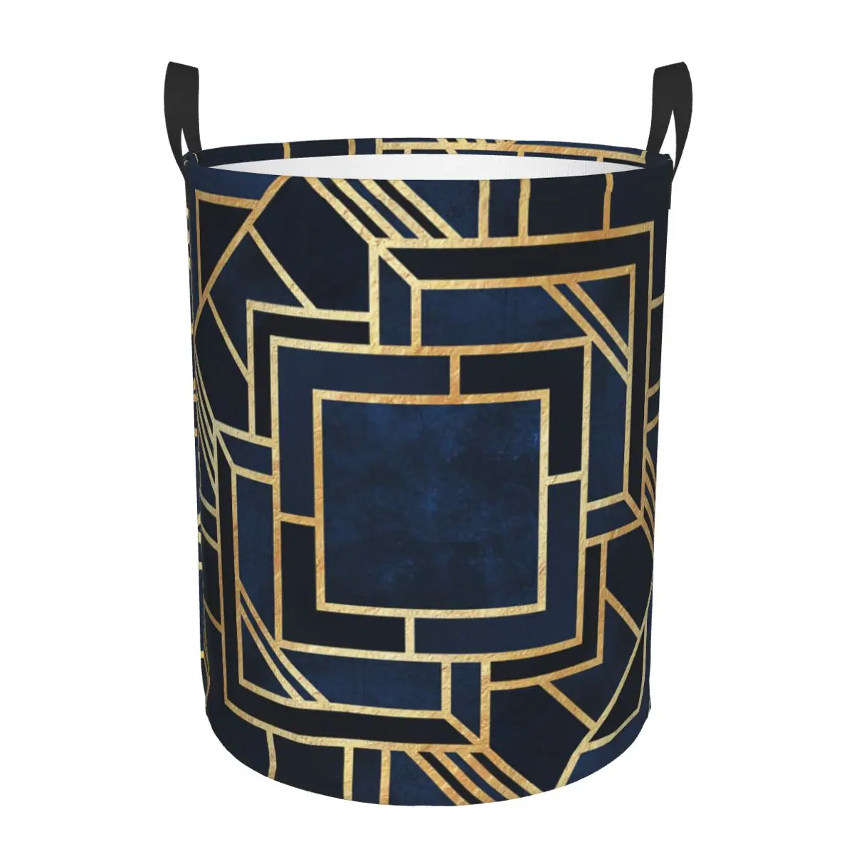 Art Deco Blue Gold Abstract Geometry Laundry Hamper Large Storage Basket Geometric Graphic Girls Boys Toy Organizer