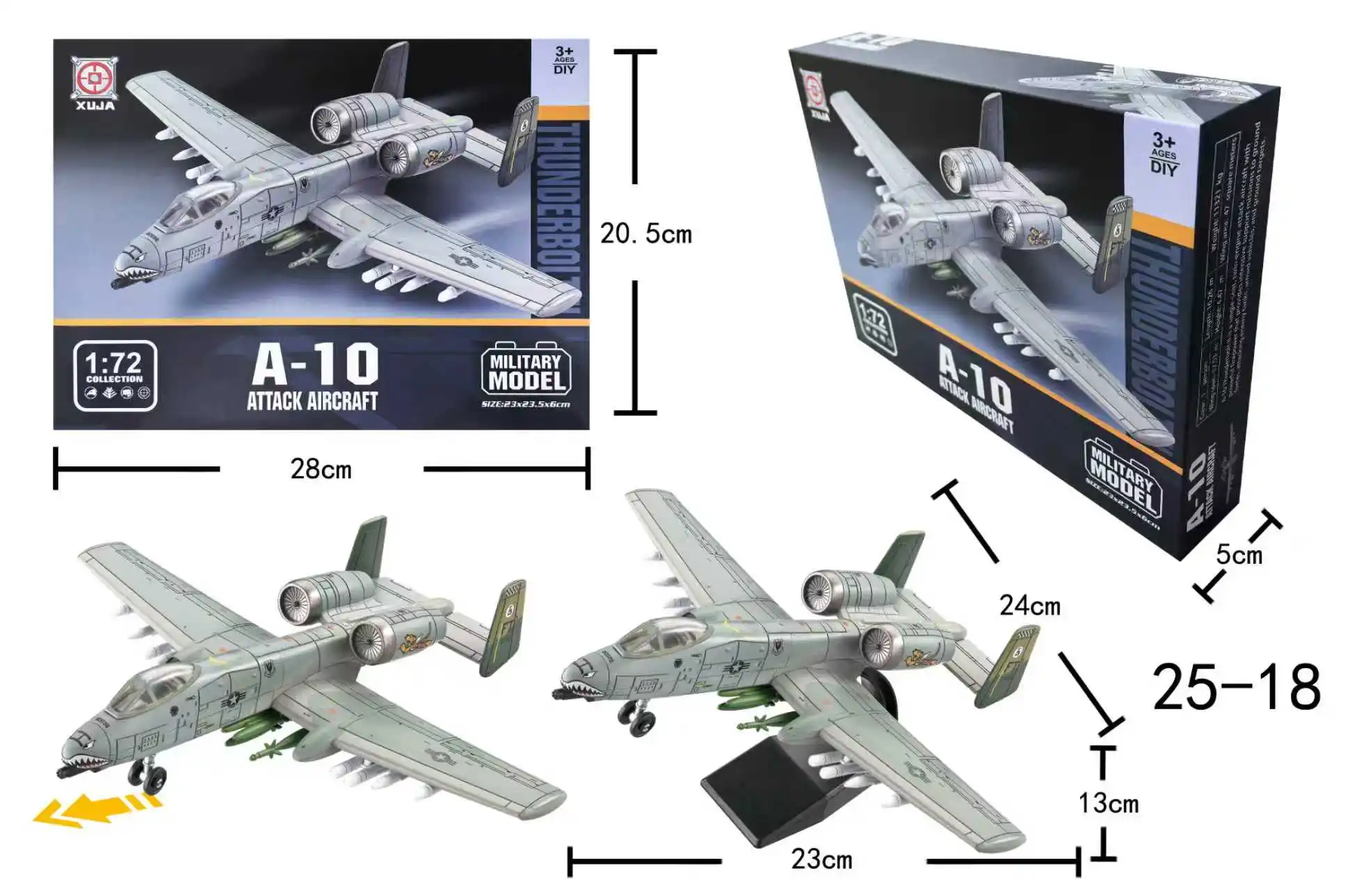 New A-10 Lightning Attack Aircraft Diecast 1:72 Scale Military Fighter Plastic Model Assemble Aircraft Hobby Collectible Gift