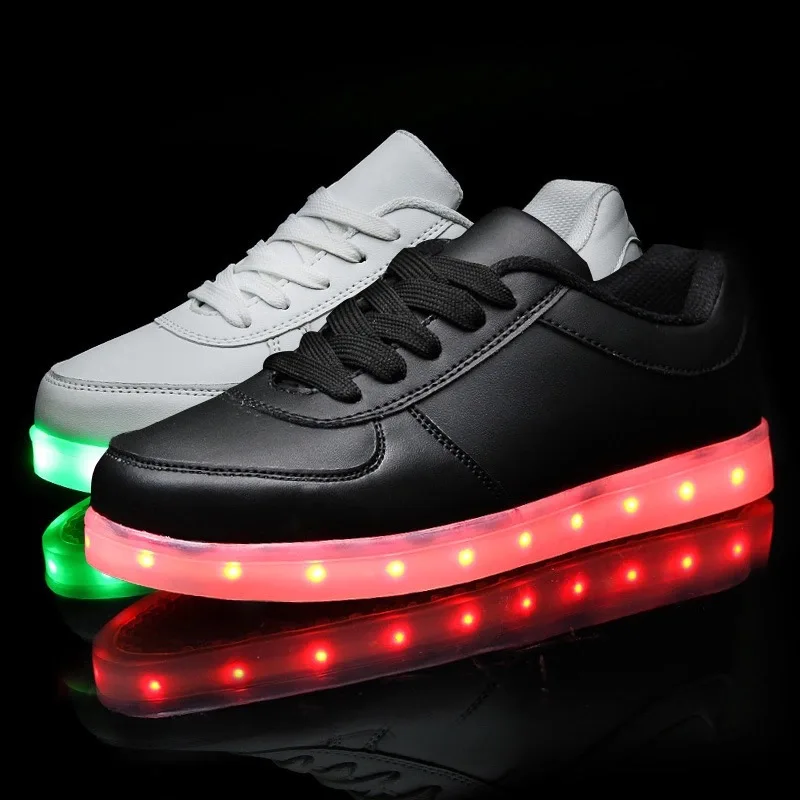 Size 35-46 LED Shoes Light for Men Light Up Sneakers USB Recharging Fiber OPTIC Cloth Elastic Sole Glowing Luminous Tênis