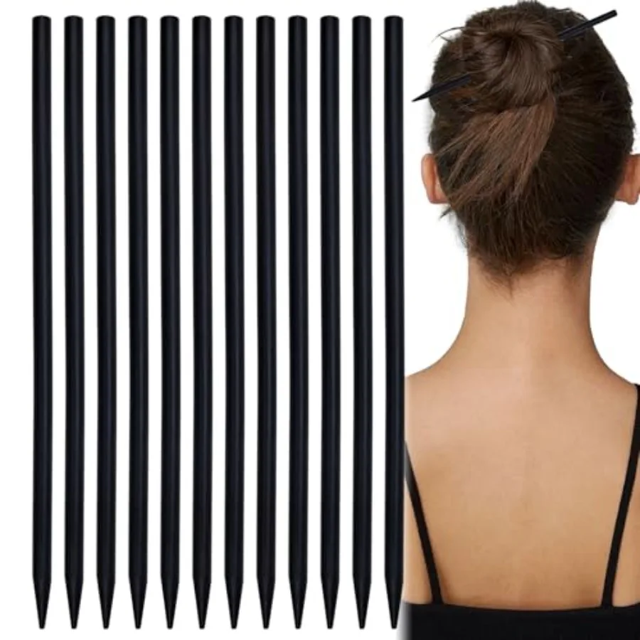 

Limited-time offer 60 PCS Blank Vintage Wooden Hair Sticks, Pencil Hair Pins, Black Chopstick Hair Clip Chinese Hair Chopsticks