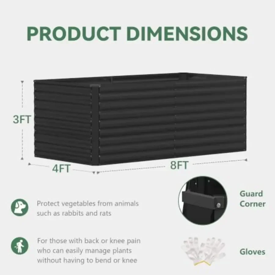 x3ft Raised Garden Bed Outdoor, Galvanized Steel Garden Beds