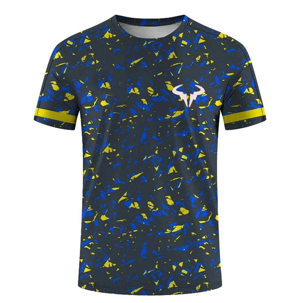 Camiseta masculina e feminina de manga curta com gola redonda, camiseta estampada em 3D, tops clássicos, badminton e tênis, esportes radicais, moda