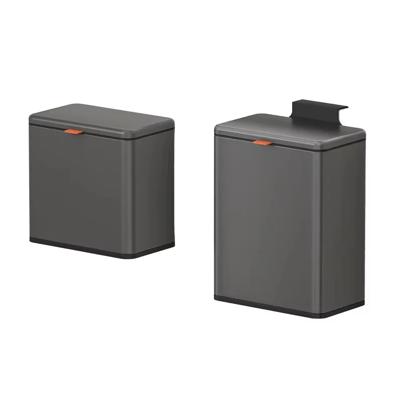 8L stainless steel wall-mounted trash can bathroom waterproof trash can with lid kitchen household