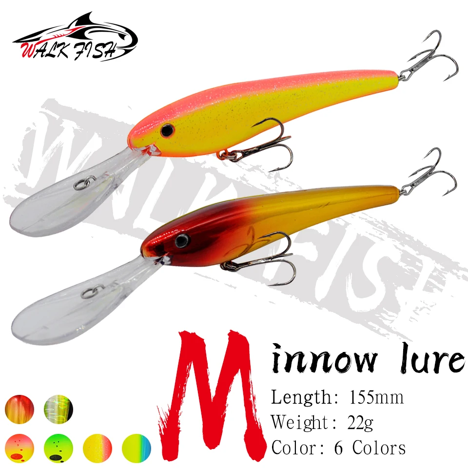 WALK FISH 1PCS Long Cast Minnow Fishing Lure Hard Artificial Bait 22g Fishing Bait Crankbaits Wobblers Pike Carp Fishing Tackle