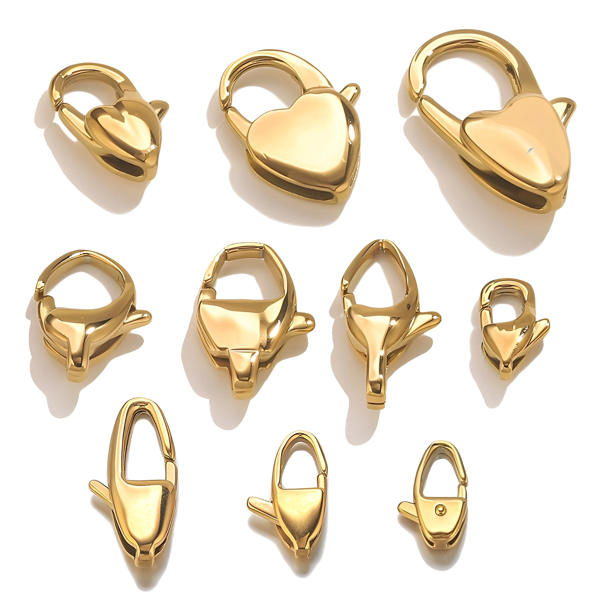 

2PCS/lot Stainless Steel Heart Lobster Clasps 18K Clasp Hooks for Diy Necklace Bracelet End Making Jewelry Materials Findings