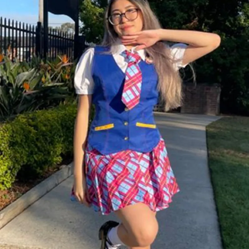

hirigin Princess Charm School Costume Anime Movie Preppy Schoolgirl Uniform Halloween Costume Set Party Club Clothes