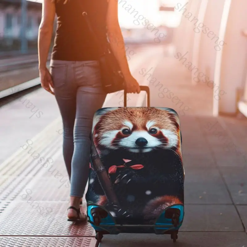 حقيبة واقية لحقيبة سفر الباندا الحمراء اللطيفة، غطاء حقيبة السفر، حماية مرنة، غطاء أمتعة قابل للغسل، 18-32 بوصة #6