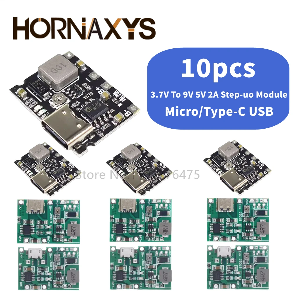 10pcs/TP4056 3.7V 4.2V 9V 5V 2A Adjustable Step Up Module 18650 Lithium Li-ion Battery Charging Discharge Power Board DIY Kit