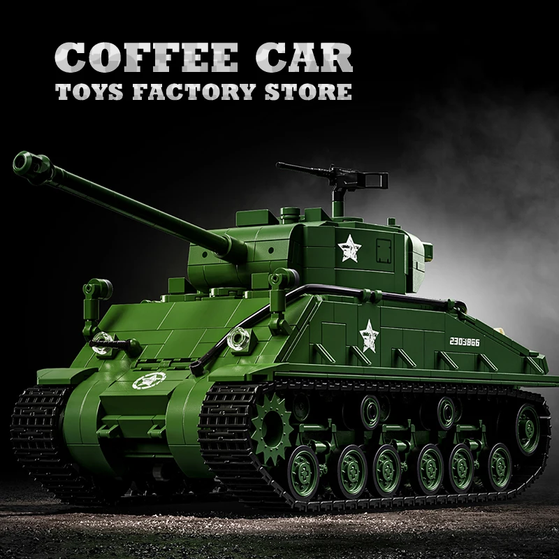 Blocs de construction de char M4 de l'armée américaine de la seconde guerre mondiale, jouets de collection, briques M26 Panzer MOC, Kits de modèles militaires, cadeaux d'anniversaire pour enfants et adultes