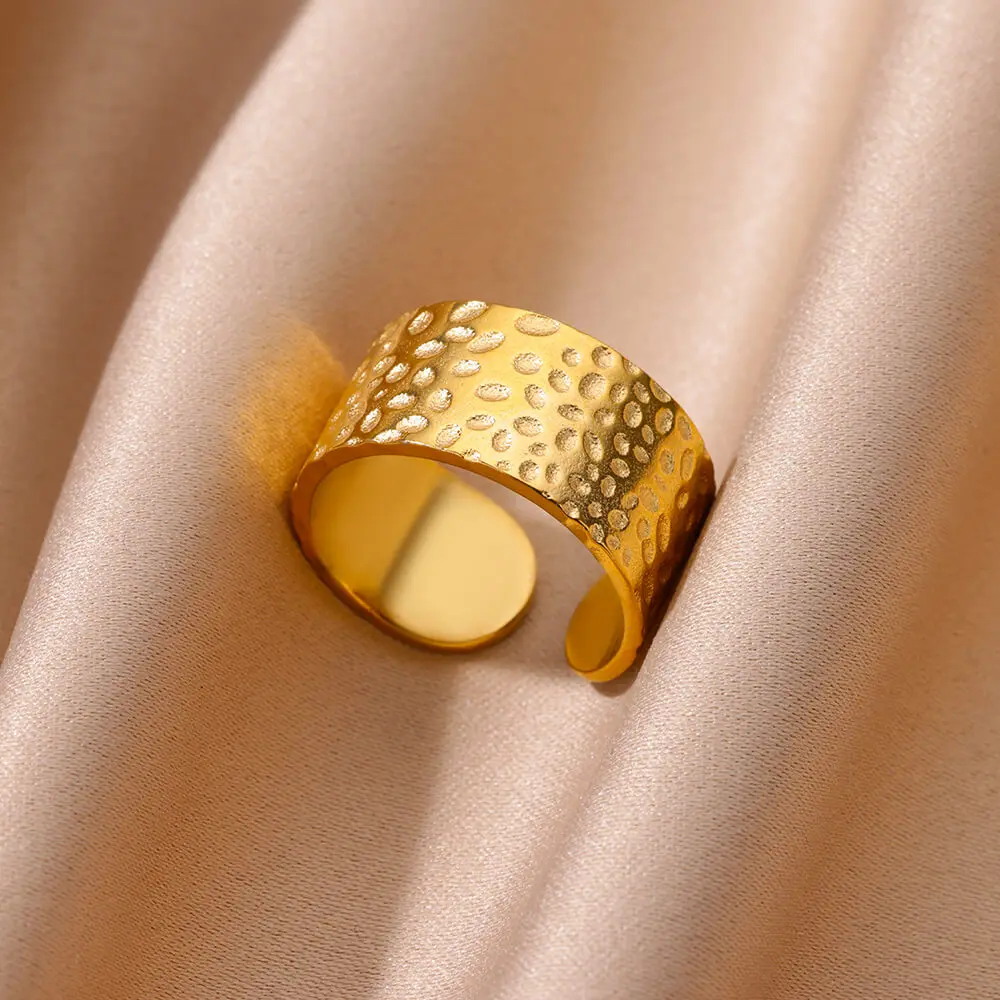 Fashion Gold Color Opening Ring For Women Men Chunky Wide Ring Hip Hop Punk Finger Rings Simple Boho Jewelry