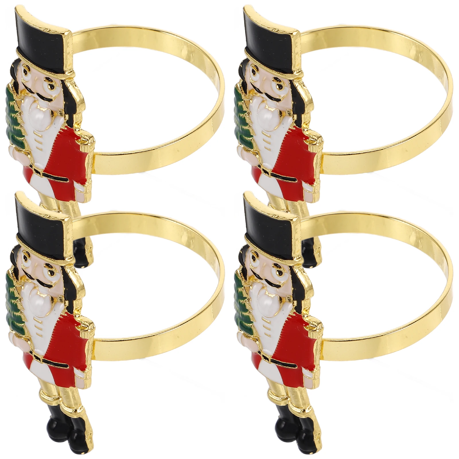 

4pcs Nutcracker Shaped Napkin Rings Christmas Table Decorations Lightweight Portable Banquet Dinner Party Accessories