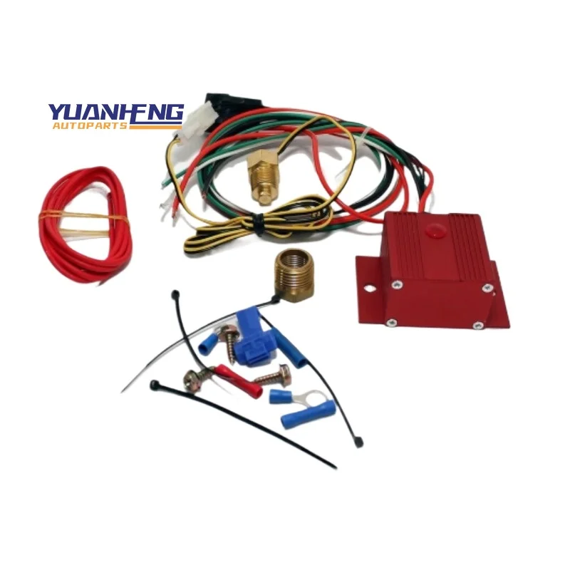 

HC70R11 Автомобильный вентилятор и капот в сборе, красный регулируемый электрический вентилятор охлаждения, комплект жгутов проводов контроллера 150-240 градусов