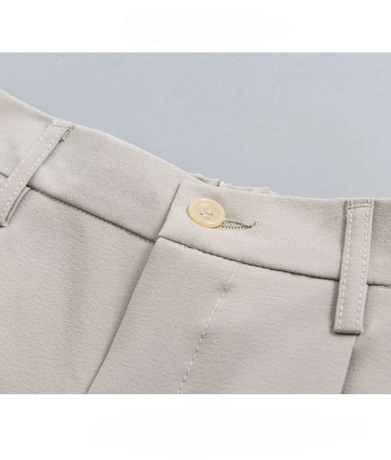 New Men's No-iron Formal Suit Pants Fashion British Formal Casual Trousers Black Gray Apricot Drape Elastic Male Trousers 28-38