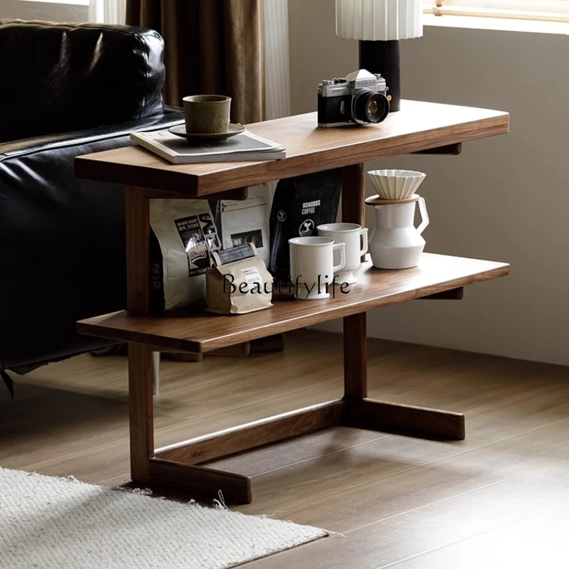 

North American black walnut solid wood sofa edge few corners living room household small bookshelf bookcase