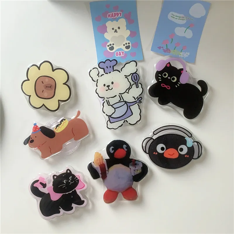 Cat Dog Penguin Expandable Mobile Phone Holder INS Korean Foldable Grip Tok Socket Finger Ring Bracket Accessories