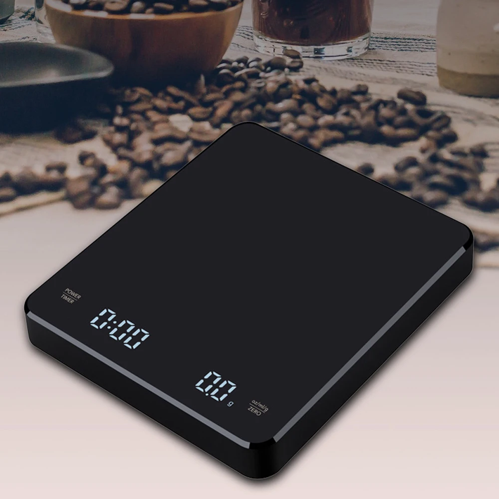 USB 3kg Digital Coffee Scale with Timer LED Screen Espresso Max.Weighing 0.1g High Precision Measures in Oz/ml/g Kitchen Scale