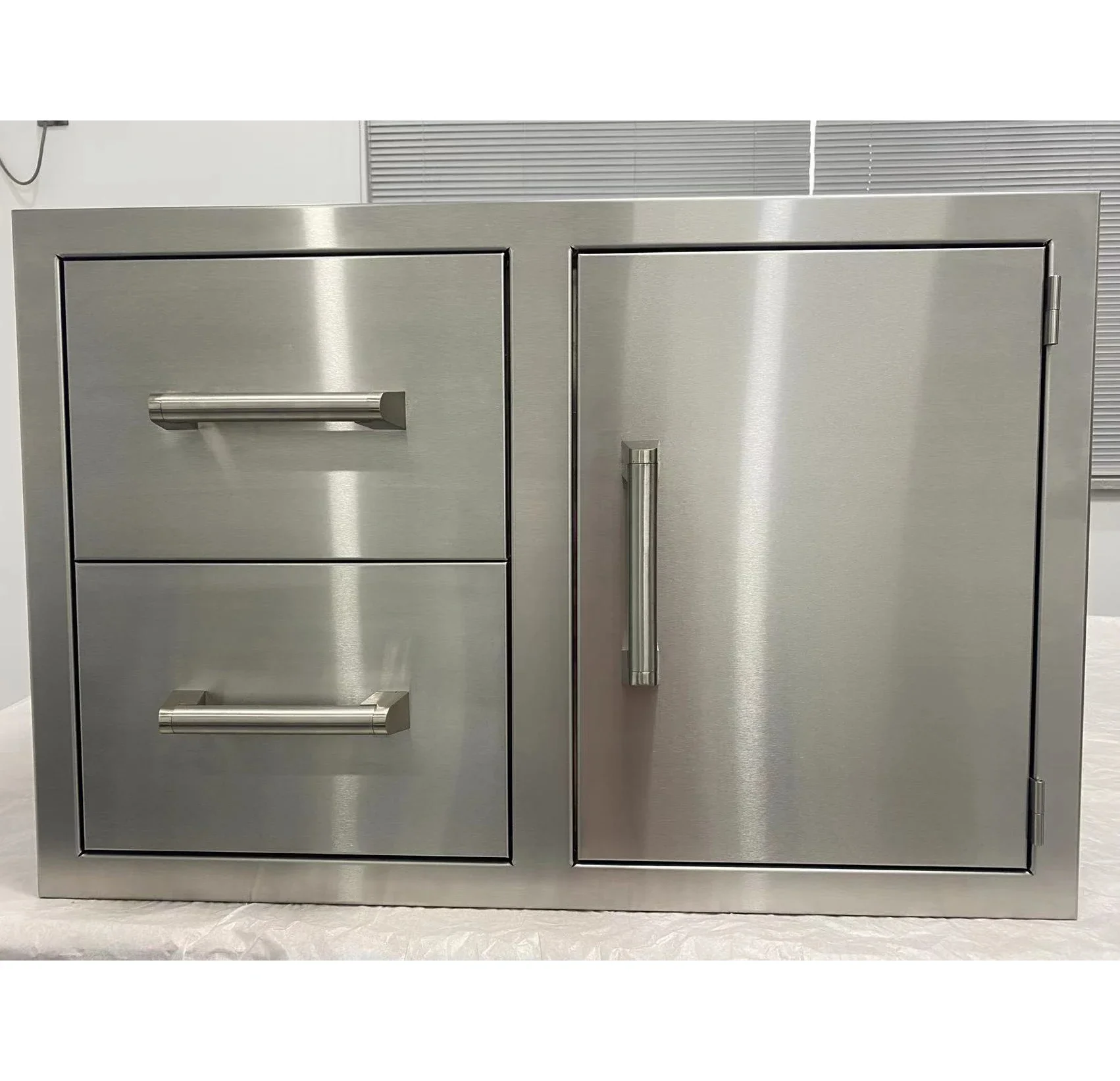 304 stainless steel garbage side door built-in double drawer kitchen cabinet