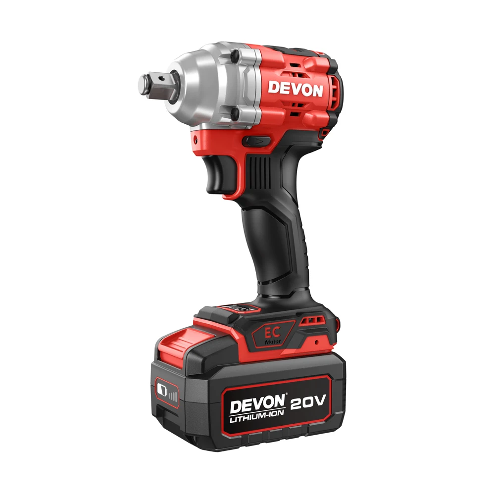 

DEVON Electric Impact Wrench Brushless Cordless Electric Wrench Screwdriver Power Tools 1/2 inch 20V Battery