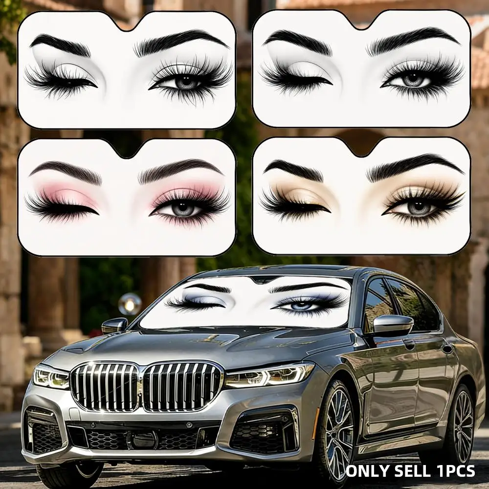 

Eyebrows, eyes eyelashes Sun Visor Foldable Aluminum Foil Car Windshield Sun Shade - UV Protection & Heat Insulation Visor