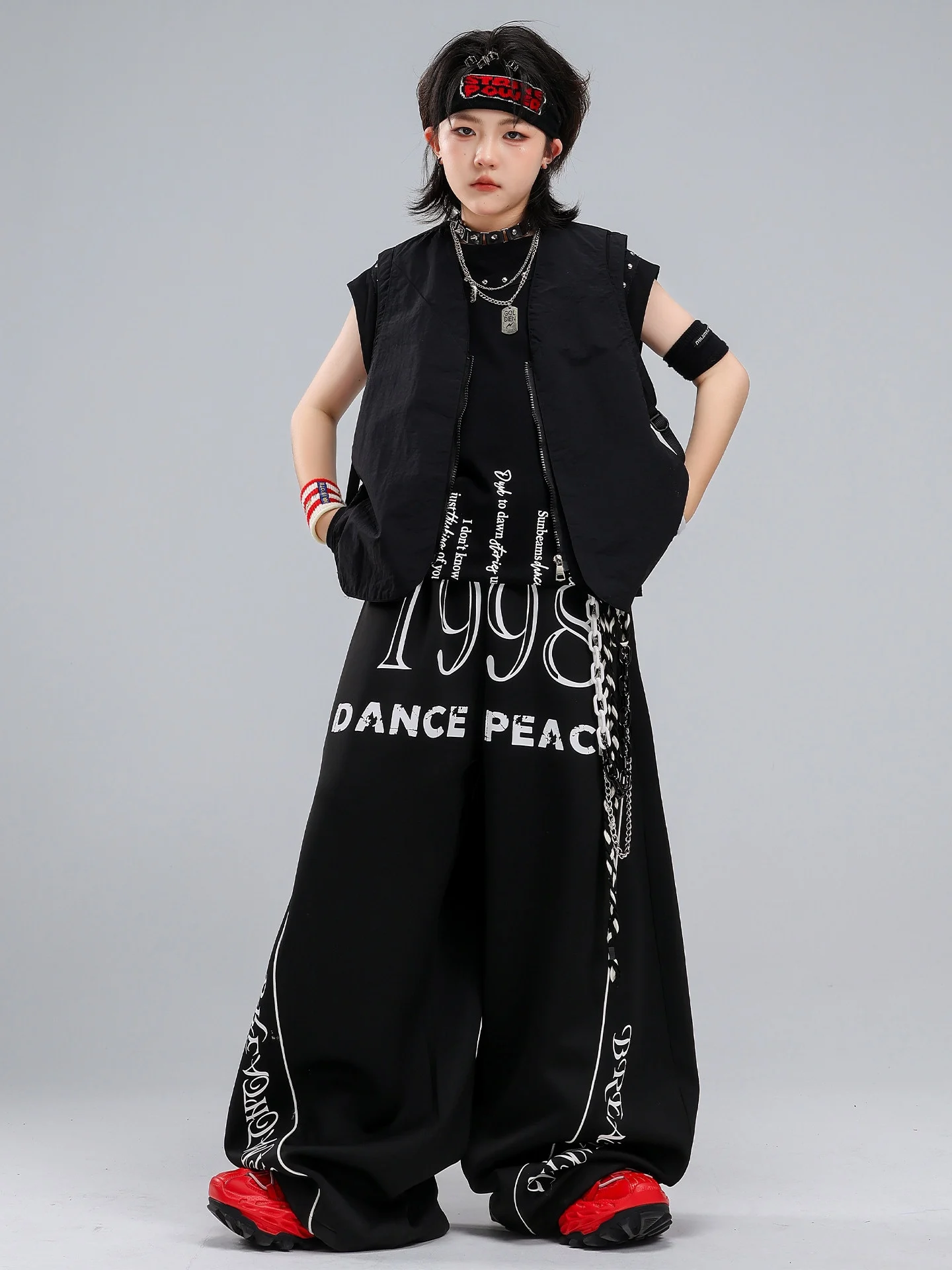 Summer Kids Hip Hop Dance Clothing Pink Style Black Vest Pants Poppin Street Dance Costume Boys Drum Runway Stage Outfit BL19728