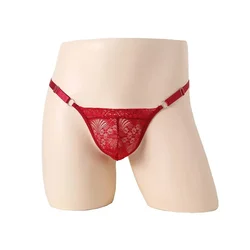 Men Sexy Men's Lingerie Low Waist Lace Rings Underwear Bulge Pouch Briefs Underpants Sexy Underwear For Men G-String Thongs