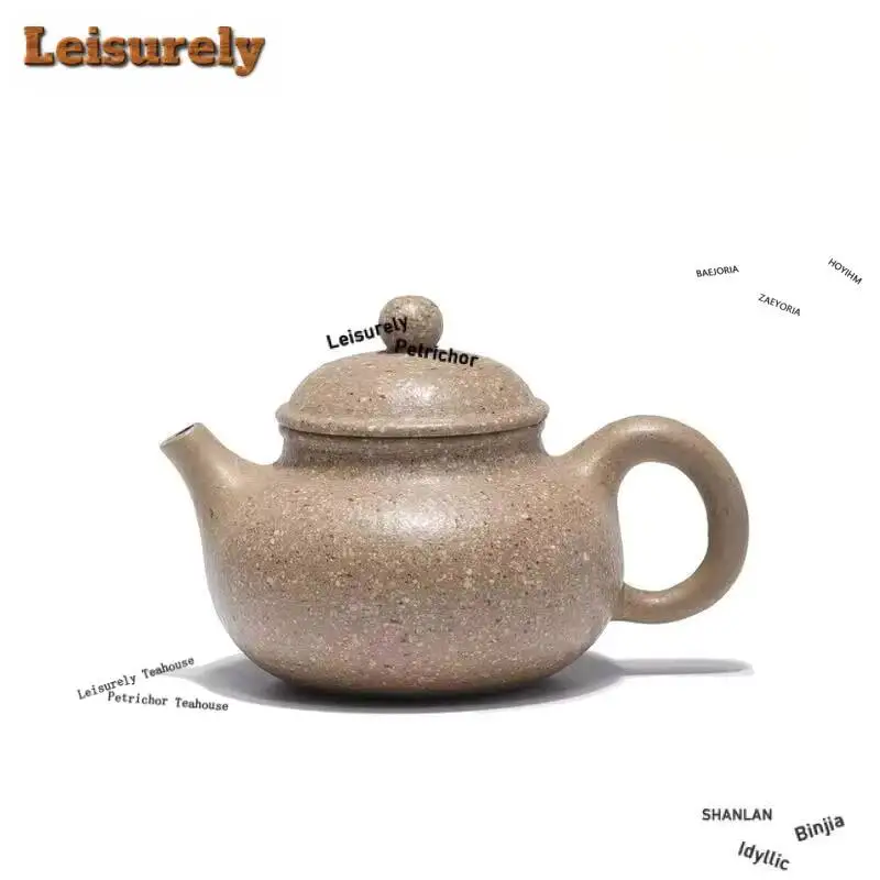 200ml Yixing Purple Clay Teapots Handmade Open Sky Pot Raw Ore Coarse Sand 16 Mesh Section Mud Tea Soaking Kettle Zisha Set Gift
