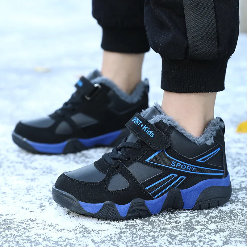 

Kids'Casual Shoes Sneakers PU Leather Fashion Winter Sport Shoes For Children Anti-slip Warm White Blue Shoes Size 28-40