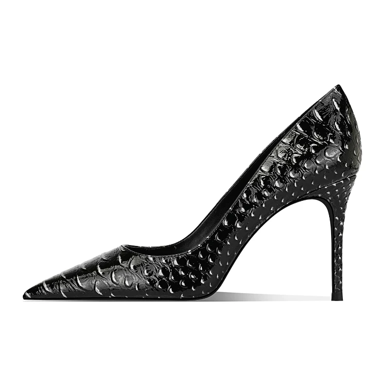 New niche design fish scale silver high-heeled shoes with feminine temperament, versatile pointed and slim matching shoes