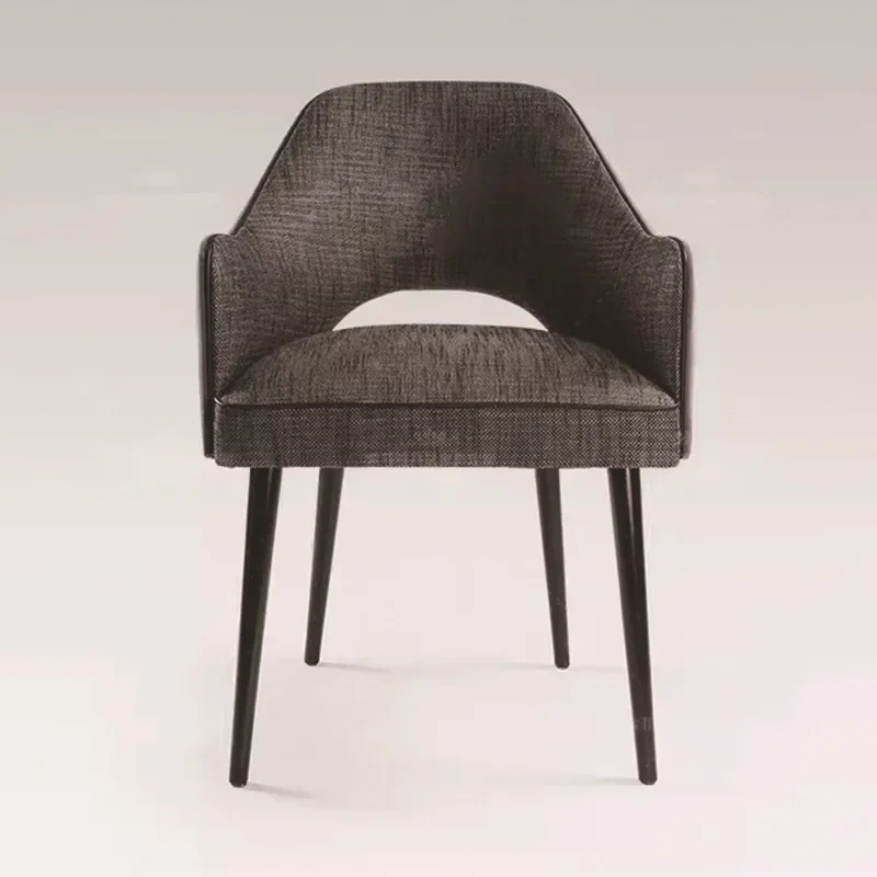 Hotel reception and negotiation leisure chair, restaurant hotel box, room back dining chair, metal soft bag armrest chair