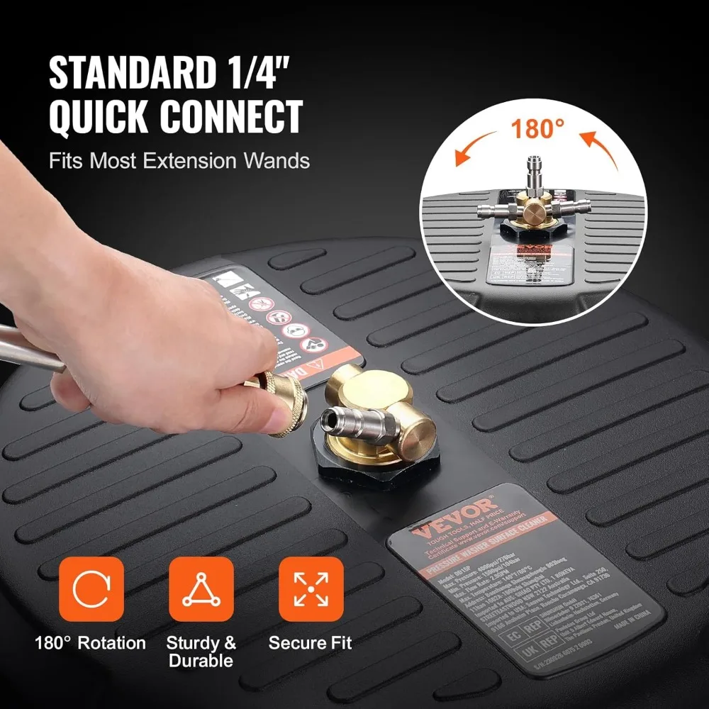 Accessoire universel pour nettoyeur de surface de 15 pouces pour nettoyeurs haute pression, Compatible avec les laveuses de 4000 PSI, connexion rapide de 1/4 pouces pour