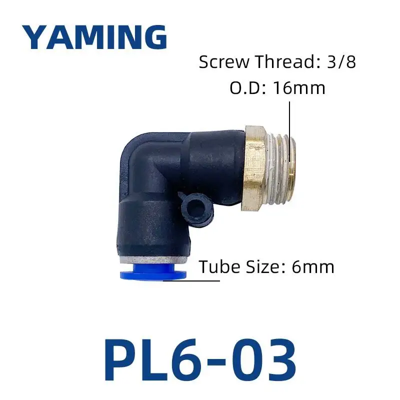 PL6-03 PL8-M5 PL10-02 PL12-04 Pneumatic Connector 90 Degree PL Trachea Elbow Air Fittings Hose Connectors Square Thread