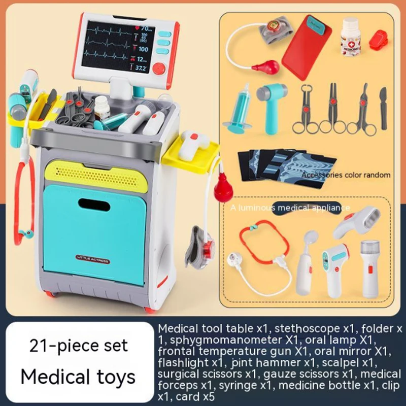 Simulazione per bambini strumenti medici Kit da scrivania Play House Doctor Pretend Toy elettrocardiogramma siringa elettrica giocattoli regali per bambini