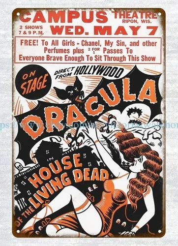 1950s Show Poster spookshow Halloween horror metal tin sign kitchen s