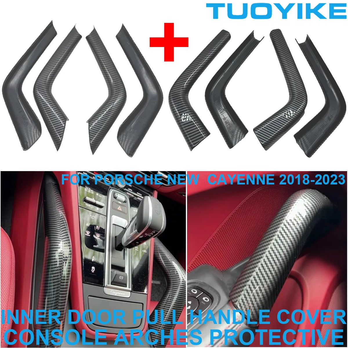

LHD RHD Car ABS Carbon Fiber Trim For Porsche Cayenne 2018-23 Inner Door Handle Cover Armrest Central Console Arches Protective