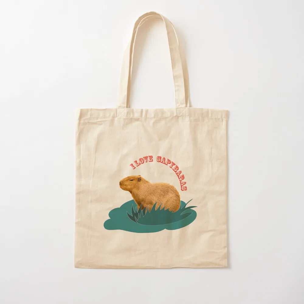 I love capybaras Tote Bag Shopping bags Woman shopper bag tote bags men Canvas Tote Bag