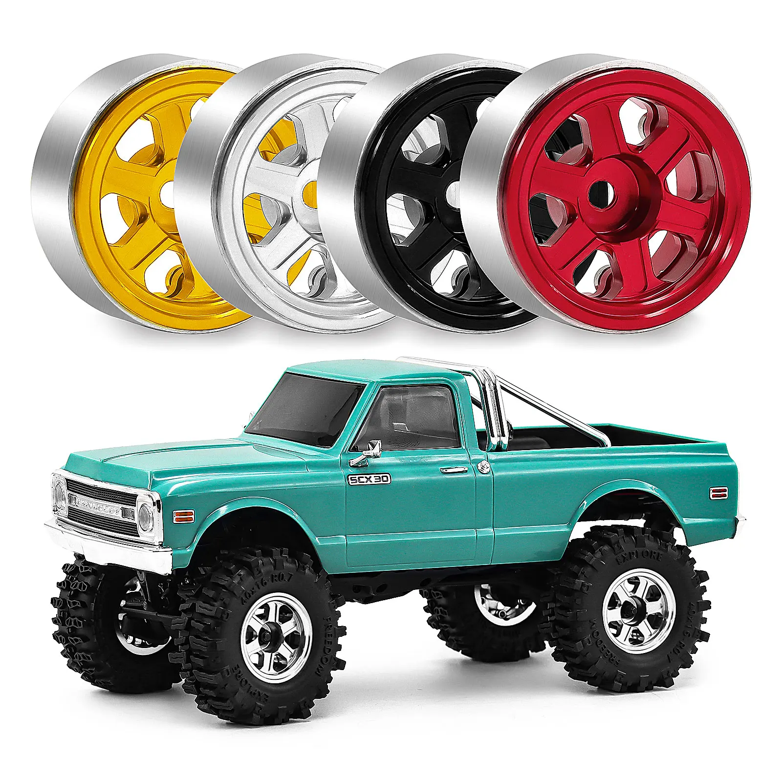 

4pcs 0.7 inch Metal Beadlock Wheel Rim for Axial 1/30 SCX30 Ford Bronco/Jeep Wrangler Jlu Chevrolet K10 RC Crawler Upgrade Parts