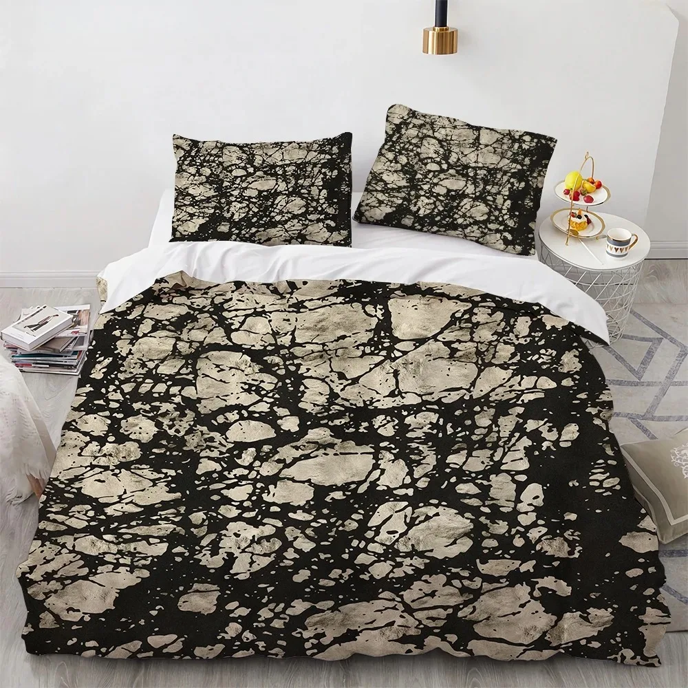 

Marble King Queen Duvet Cover Cool Black And White Texture Pattern Bedding Set For Teens Adults 2/3pcs Polyester Quilt Cover