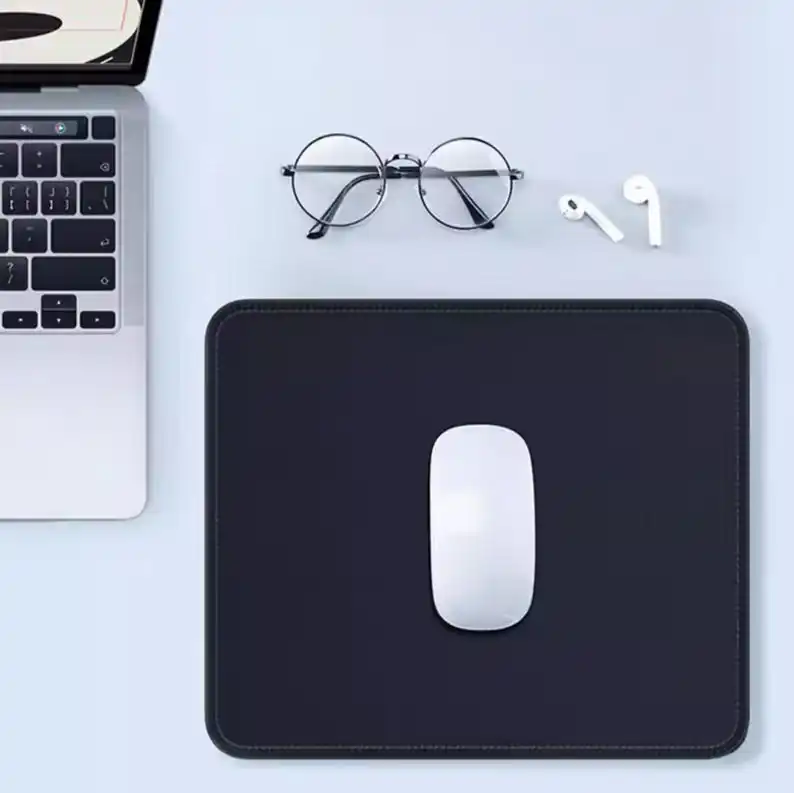 Black Square Office Mouse Pad with Stitched Edge Smooth Cloth Gaming Mousepad Non-Slip Rubber Base New Computer Laptop Desk Mat