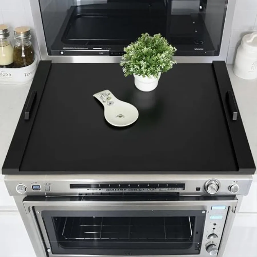 

Stove Noodle Board Cover: Black Gas Electric Cover Top Stovetop Wood for Home Kitchen Oven Large