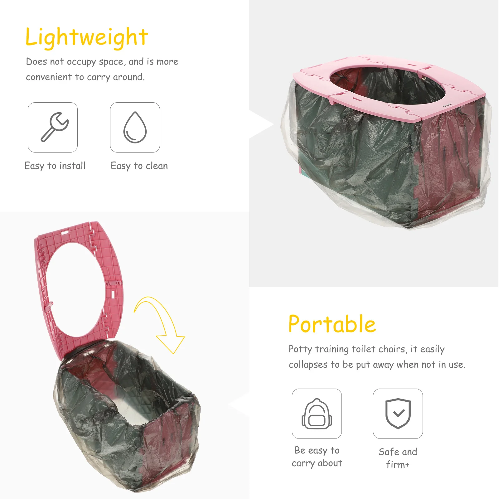 

Foldable Baby Toilet Car Travel Potty Trainer Portable Infant Toilet Seat Compact Outdoor Use For Travel Camping