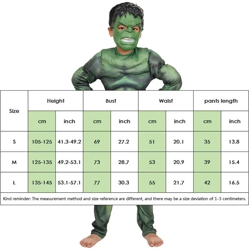 Hulk Costume Superhero Hulk Cosplay Muscle Jumpsuit Gloves Suit Girls Boys Halloween Carnival Party Costumes