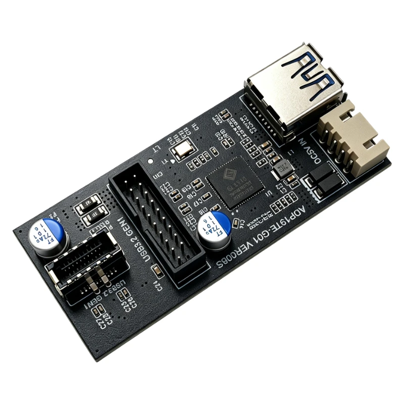 USB3.0/19Pin to Type E + 19Pin Header Motherboard 1 to 2 Splitter USB 3.2 GEN 1 Hub Adapter A-KEY/19Pin to Dual 19Pin Riser Card