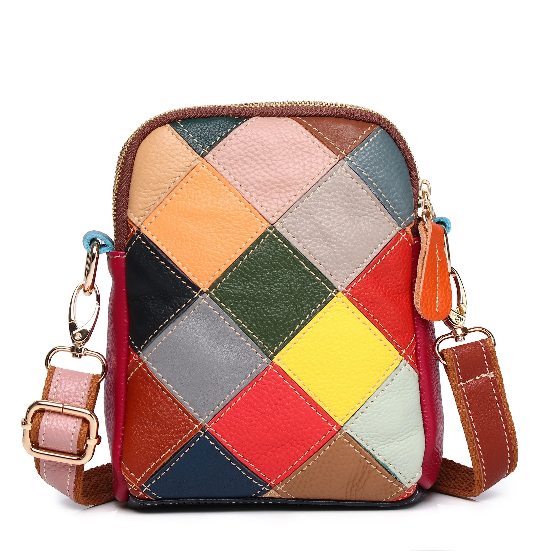 Trendy Vintage Fashion Winter New Leather Top Layer Cowhide Single Shoulder Slant Cross Small Square Bag Women's Bag Double L...