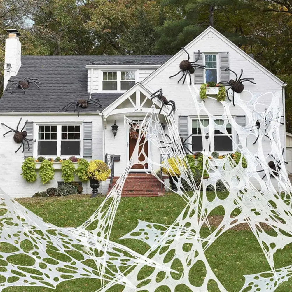 

Spider Web Easy-to-hang Spider Web Glowing Halloween Spider Web Set Diy Fabric for Outdoor Haunted House Decoration Reusable