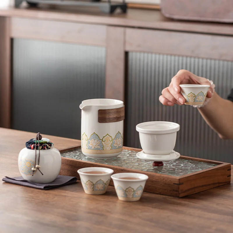 6PCS Kung Fu Tea Set Gift Travel Tea Set Portable Outdoor Express Cup Holiday Party High-end Business Gift Fun Tea Cup Set Gift